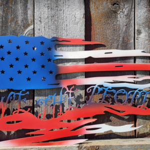 distressed american flag – "we the people" metal sign