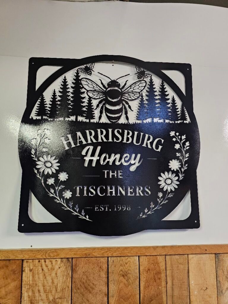harrisburg honey custom metal sign